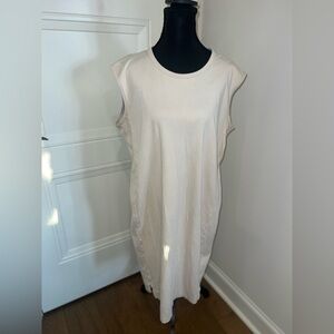 Uniqlo Cotton Crewneck Muscle Tee Dress in Light Beige Size M